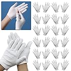 [KRGNPLE] 純綿手袋 労働保護手袋 汗布手袋 綿100% 通気性 フリーサイズ（厚手タイプ、20 cm、1パック12足）