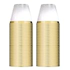 ゴールデン プラスチックのコップ 9オンスの使い捨てカップ プラスチックワイングラス パーティーカップ 透明なプラスチックカップ パーティー向け 100個 (100個)