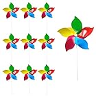 Doyime 風車 かざぐるま 10本セット カラー風車 ガーデニング 5枚葉5色 手芸 おもちゃ 贈り物 涼しい 庭 装飾 DIYキット パーティー装飾