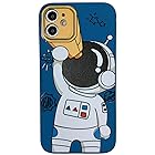 Kunyehdo スマホケース iPhone 12 ケース カバー 対応iPhoneケース 可?い 宇宙飛行士 望遠鏡 青 アニメ 宇宙 人気 おしゃれ 韓国 お洒落 おもしろ かわいい 薄型 スリム 耐衝撃 軽量 惑星 液体シリコン ソフトケー