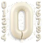 40インチ クリーム白色 数字バルーン 大きい 約90cm 誕生日 飾り付け 風船【数字0】バースデーバルーン バースデー パーティー お祝い Ptyceler