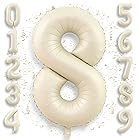 40インチ クリーム白色 数字バルーン 大きい 約90cm 誕生日 飾り付け 風船【数字8】バースデーバルーン バースデー パーティー お祝い Ptyceler
