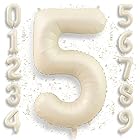 クリーム白色 数字バルーン 数字5 大きい 誕生日 飾り付け 風船 40インチ 約90cm バースデーバルーン バースデー パーティー お祝い Ptyceler
