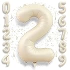 40インチ クリーム白色 数字バルーン 大きい 約90cm 誕生日 飾り付け 風船【数字2】バースデーバルーン バースデー パーティー お祝い Ptyceler