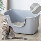 Smart Paws 大きな猫のトイレ,かわい猫のトイレ64x42x33cm (グレー)