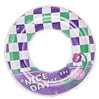 浮き輪 大人用 かわいい市松模様 直径80cm 浮輪リング型 夏休み 水遊び 海 ビーチ海水 浴 プールアウトドア 海 夏の日 人気 強い浮力フロート (紫と緑)