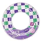 Siyzda 浮き輪 大人用 かわいい市松模様 直径80cm 浮輪リング型 夏休み 水遊び 海 ビーチ海水 浴 プールアウトドア 海 夏の日 人気 強い浮力フロート (紫と緑)