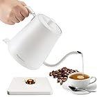 電気ケトル 0.8L コーヒーと紅茶に使用される、食品グレード304ステンレス鋼 1000Wクイックヒーティング（白）