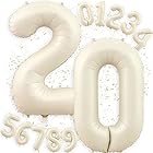 大きい クリーム白色 数字バルーン 2 と 数字バルーン 0 風船 セット 40インチ 約90cm 20歳 誕生日 飾り付け 風船 バースデーバルーン バースデー パーティー お祝い
