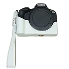 Koowl 対応 Canon キヤノン EOS R50/R100 カメラ バッグ カメラ ケース カメラホルダー、【KOOWL】ハンドメイドのPUレザーカメラベース保護カバー、付属品：ハンドストラップ、便携・防水・防振 (ホワイト)
