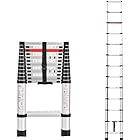 FEETE伸縮梯子、3.8 Mアルミニウム製軽量伸縮梯子、重さ150 kg最大容量、住宅車、家庭用、アウトドアに適した多用途折りたたみ伸縮梯子 (3.8M, ぎん)
