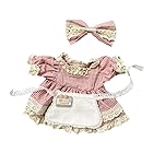 niannyyhouse　30cmぬいぐるみ用衣装　チェック柄　メイド服セット　ヘッドウェア　エプロン　ドレス　着せ替え クマ服　アクセサリー (Pink)