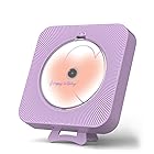 Yintinyかわいい紫のBluetooth CDプレーヤー5.0、家庭用装飾充電音楽プレーヤー、携帯型かわいい音楽プレーヤー、リモコン