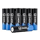 MXBatt リチウム充電池 1.5V充電池 単3形 充電式 AA リチウム電池 3400mWh 保護回路付き 繰返し充電1500回 8本入り