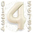 クリーム白色 数字バルーン 数字4 大きい 誕生日 飾り付け 風船 40インチ 約90cm バースデーバルーン バースデー パーティー お祝い Ptyceler