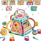 UQTOO ビーズコースター ルーピング 子供 赤ちゃんおもちゃ 多機能 はめこみ・形合わせ ボックス 知育玩具 早期開発 指先訓練 音楽おもちゃ 男の子 女の子 室内遊びア クティビティキューブ