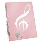 楽譜ファイル A4サ 20ページ40枚 イズ リング式 楽譜入れ 収納ホルダー クリアファイル クランククランプ 直接書き込めるデザイン 資料帳 ピアノ 伴奏 (ピンク)