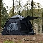 ワンタッチテント 簡単セットアップ、ポップアップインスタントファミリーテント、3-4人、シンプルなテント、すぐにテントを開く、防風、通気性、日よけ、便利でシンプルな、家族旅行キャンプ (黒色)