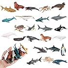【AAGWW】ミニ海洋動物 リアルな海洋動物の模型 ミニサメ イルカ カニ ペンギン セット クリスマス 新年のギフト 子供 おもちゃ（デザイン：リアルな海洋動物の模型，合計24種スタイル）