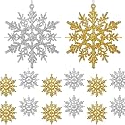 Paresthesia クリスマスツリー飾り 24点セット 雪の結晶 雪花飾り 立体 冬 クリスマス 新年 パーティー 飾り 店舗装飾 ロップ付き シルバー ゴールド
