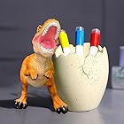 LANJING ペンスタンド 恐竜ペン立て 子供用ペン立て アイデアペン立て テーブルの置物 かわいい 文房具 事務用品 プレゼント 多機能（デザイン：オレンジ色のティラノサウルスペン立て、合計1個入り）