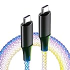 HUACIMU Type C [1m] RGB PowerLine Type-C & Type-Cケーブル ，充電+480Mbpsデータ伝送，ネオンブリージングライトデータケーブル、カーネオンブリージングライトデータケーブル(TYPE-C&TYP