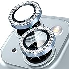 LanQii カメラカバー iPhone 15 対応/iPhone 15 Plus対応 レンズカバー ダイヤモンド カメラフィルム レンズ保護フィルム ダイヤモンド強化ガラス+アルミリング ガイド枠付き 9H硬度 二重保護 全面保護 衝撃吸収 防