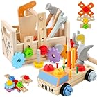 Jecimco 大工さん おもちゃ 木製 2in1 子供 知育玩具 DIY 組み立て おもちゃ セット 男の子 女の子 工具セット ままごと ごっこ遊び 大工さんごっこ