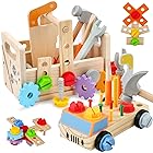 Jecimco 大工さん おもちゃ 木製 2in1 子供 知育玩具 DIY 組み立て おもちゃ セット 男の子 女の子 工具セット ままごと ごっこ遊び 大工さんごっこ