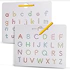 両面マグネットレターボード - 2イン1 アルファベットマグネット トレースボード 幼児用 ABC文字 大文字&小文字の練習用 (大きな文字 + 小さな文字)