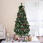 クリスマスツリー 120cm ファイバーツリー 高輝度 LED 光ファイバー Christmas tree 松ぼっくり付き 高濃密度 赤い実付き 組立簡単 おしゃれ 北欧 クリスマス飾り 商店 部屋