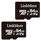 【2枚セット】LinkMore 64GB MicroSDXCカード U1 / A1 / V10 / SDアダプター付 (読込最大95MB/s)