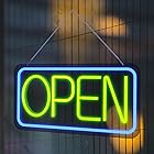 OPEN看板 LED OPEN SIGN 喫茶店 レストラン BAR バー 居酒屋 インテリアショップ用 H230mm x W400mm (Green & Blue)