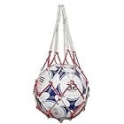 収納 サッカー/バレーボール/バスケットボール用 簡易ボールバッグ 網袋 持ち運び 保管用 (赤白)
