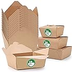 WIZYIN テイクアウト容器 クラフト紙製 フードパック ランチボックス 50個 米国FDA食品規格認定 (800 ml)