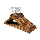 太陽の魚 ハンガー 木製ハンガー スーツハンガー フックは360度回転します 滑りを防ぐ 無垢材の洋服ハンガー (茶褐色, 12)