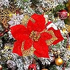 TIKALON クリスマスツリー飾り 10PCS造花23cm 金属クリップ付け クリスマスリース 3色オプション DIY飾り クリスマス花輪 玄関 クリスマス 飾り セット (赤い)