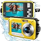4K デジカメ 防水 水中カメラ 防水カメラ 3M防水 ケース不要 デュアルスクリーン 自撮可能 操作簡単 防水 軽量 コンパクト1250mAhバッテリー(yellow)