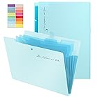ファイルボックス 5ポケット 拡張ファイルフォルダー ドキュメントファイル A4 スナップ式 防水 ラベル付き 分類収納 教室 オフィス 文房具 (ブルー)