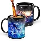 MUGKISSガンが熱くなる星座カップ11 oz、コーヒーカップ、セラミック変色カップ、占星術マーカー、6月から7月までの魔法の贈り物