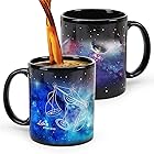 MUGKISS Libra Heat Changing Constellation Mug 11 oz、Horoscope Libraコーヒーカップ、セラミック変色カップ、9-10月マジックギフト
