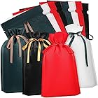 HEJINYUNラッピング 袋 ギフト袋 ラッピング 四色 付き不織布 (8枚セット ) (220mm×330mmx70mm) クリスマスギフトバッグ 巾着袋 誕生日 記念日 包装小分け, 赤、緑、白、黒