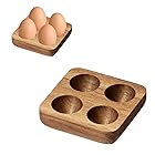 木製の卵ホルダー 卵ケース 玉子ケース 木製エッグディスプレイトレイホルダー 木製エッグストレージトレイ4グリッド たまご ホルダー 卵ボックス 卵収納 エッグクレート 卵容器 キッチンや冷蔵庫での収納に最適