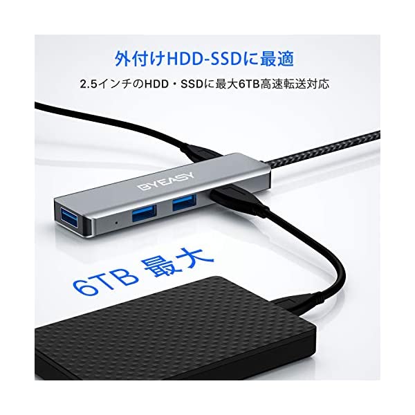 ヤマダモール | BYEASY USBハブ USB-Cハブ 4-in-2 USB3.0 4ポートTYPE C [Thunderbolt 3] 5Gbps  高速データ転送 ウルトラスリム 60cmケーブル MicroUSB給電ボードとケーブル付き 軽量 コンパクト | ヤマダデンキの通販ショッピングサイト