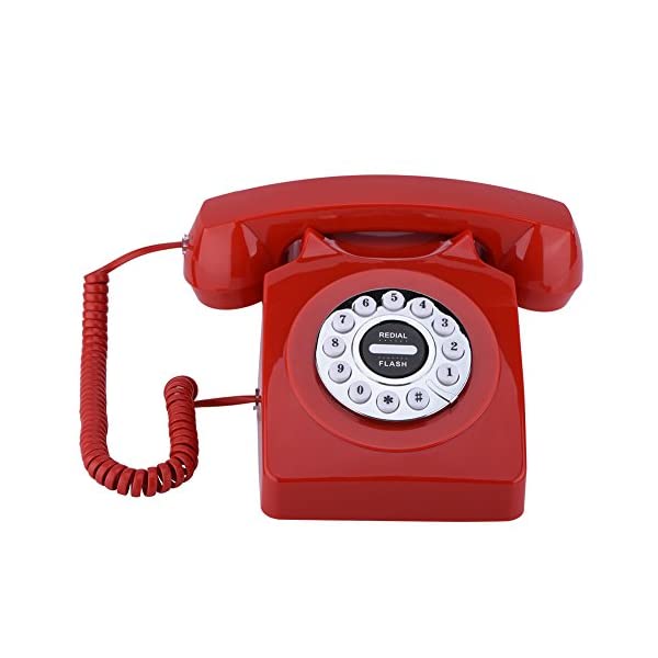Fosa アンティーク電話機 電話クラシックオールドファッションランド 電信 電話 ホーム ホテルなどに対応 アンティークレトロコード付き ヨーロッパ風 装飾電話機 レッド