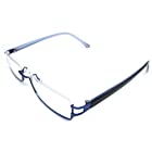 スクエア 眼鏡 フレーム アンダーリム メガネ 逆 ナイロール メンズ レディース 6697 (ブルー)