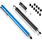 B&D スタイラスペン ペン先交換式タッチペン 2in1 ペン+20pcs交換用ペン先 タッチスクリーン対応 (ブラック/ブルー)