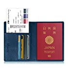 パスポートケース ホルダー トラベルウォレット スキミング防止 安全な海外旅行用 高級PUレザーパスポートカバー 多機能収納ポケット 名刺 クレジットカード 航空券 エアチケット (ネイビー)