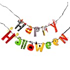 Happy Halloween ハッピー ハロウィン イラスト ペーパー ガーランド おしゃれ バナー ( ペナント ) / ハロウィーン パーティー イベント 演出 飾り付け / 黒 の 紐 ( リボン ) と 紐通し 付き セット