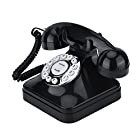 Richer-R　電話機 　レトロ電話　WX-3011ヴィンテージ　多機能ワンラインオペレーション　伝統的なベルリング　自宅電話　ワイヤー固定電話（ブラック）